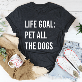 Life Goal Pet All The Dogs T-Shirt (Color: Dark Grey Heather, size: S)