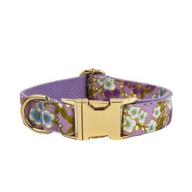 Purple And Wind Floral Dog Collar Hand Holding Rope Metal Bandana Bow Strap Out Shit Bag (Option: Dog Collar-XL)